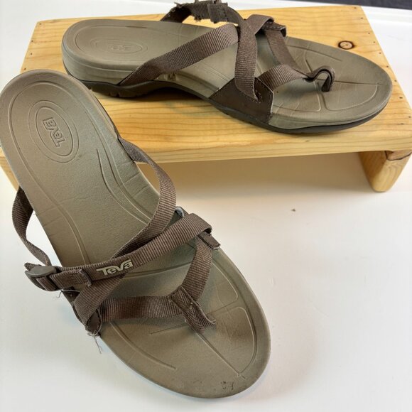 Teva Voya Infinity Brown Sandals Women’s 8 Adjustable Strappy Slides READ - Picture 3 of 8